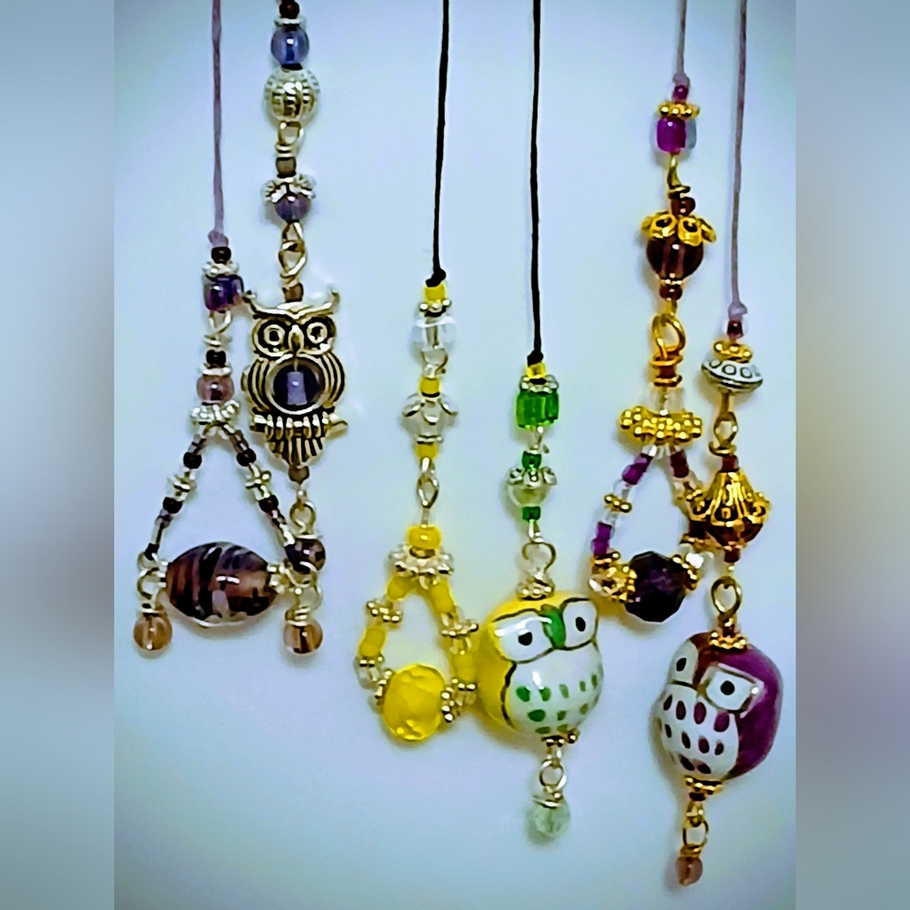 3 Owl Beaded Bookmarks (Bookthongs)